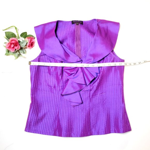 Anita Ford Collection Thai Purple Silk top, M - Picture 6 of 11